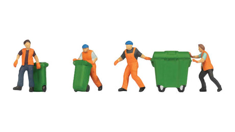 Garbage/Refuse Collectors -- 4 Figures, 3 Bins