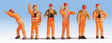 German Railroad Switchmen -- Orange Uniforms pkg(6)
