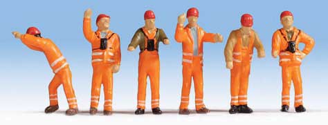 German Railroad Switchmen -- Orange Uniforms pkg(6)
