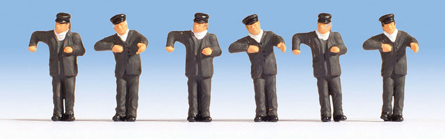 Steam Locomotive Crewmen (Engine Drivers) -- Black Uniforms pkg(6)