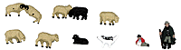 Shepherd, Dog & 8 Sheep