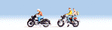 Motorcyclists/Motorbikers -- 3 Bikers & 2 Motorcycles