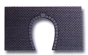 Tunnel Portal -- Single Track-Gray Brick 7-13/64 x 4-13/32" 18 x 11cm