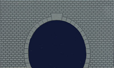 Tunnel Portal -- Double Track-Gray Brick 7-13/64 x 4-13/32" 18 x 11cm