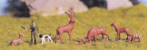 Animals -- Hunter w/Dog & Deer