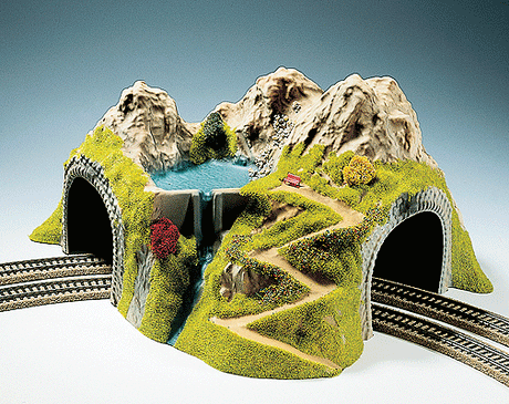 Tunnels -- Double Track, Curved 43 x 41 x 23cm