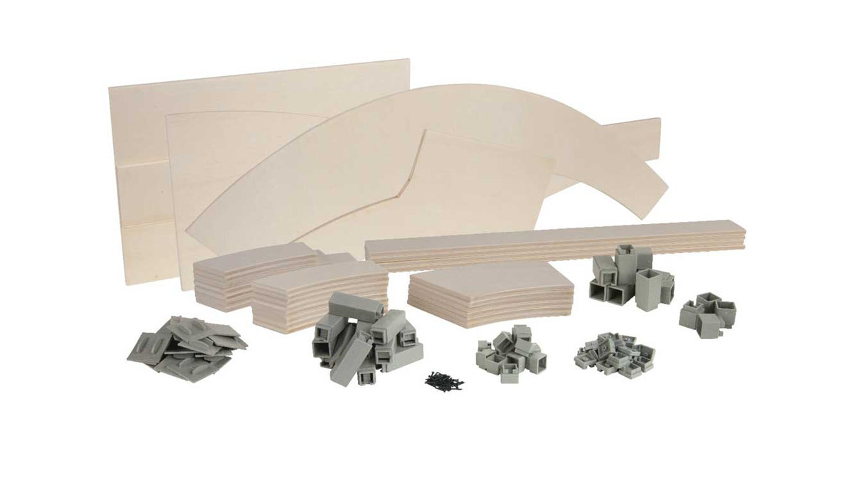 Martinstadt Layout Kit for European Sectional Track -- Wood Subroadbed w/Risers Only 43-5/16 x 25-3/16 x 3-15/16" 110 x 64 x 10cm-3