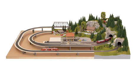 Martinstadt Layout Kit for European Sectional Track -- Wood Subroadbed w/Risers Only 43-5/16 x 25-3/16 x 3-15/16" 110 x 64 x 10cm-5