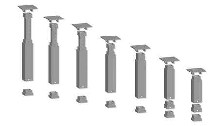 Base Plate Pier/Pillar Roadbed Support Incline Set - Easy-Track -- 14 Pillars, 2-1/2"  63.25mm to 5-29/32"  150.25mm