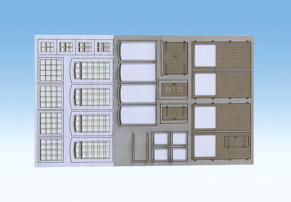 Industrial Building Doors, Windows & Shutters - Kit (Laser-Cut Card) -- 2 Freight Doors/Gates, 1 Garage Door, 2 Entry Doors, 4 Windows, 4 Industria