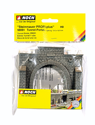 Profi-Plus Scenic Components -- Tunnel Portal Single-Track (gray) 5-5/16 x 5-1/8"  13.5 x 13cm
