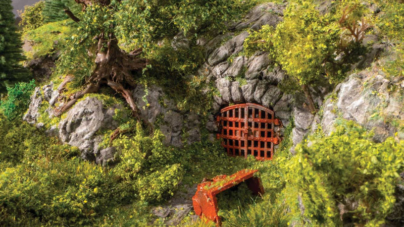 Adit Abandoned Mine/Tunnel Hard-Foam Diorama - Kit -- Mine Entrance, Gate, Oak Tree  6-1/2 x 4-3/4 x 3-1/4"  16.5 x 12.2 x 8.3cm