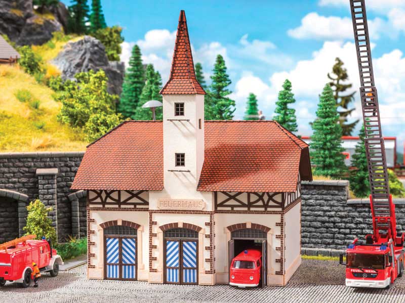 Fire Station with Siren Sound Unit and Speaker -- Laser-Cut Kit - 3-9/16 x 2-3/8 x 3-15/16"  9 x 6 x 10cm