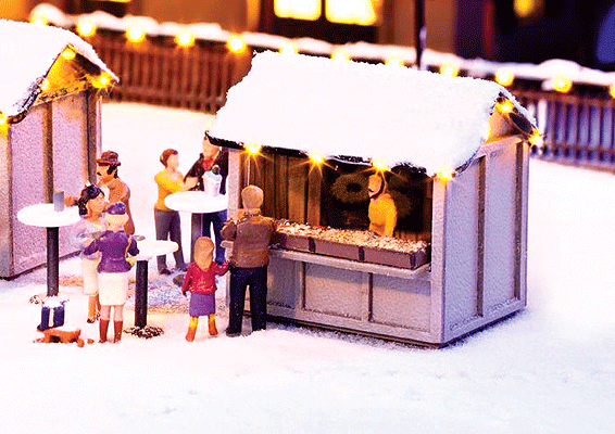 Christmas Market Stall w/Led Lights - Kit -- 1-1/2 x 1-1/16 x 1-5/16" 3.8 x 2.7 x 3.4cm
