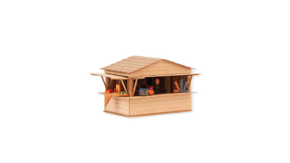 Medieval Market Miniature Scene -- 2 Sales Booths with Accessories, 2 Dealer Figures-4