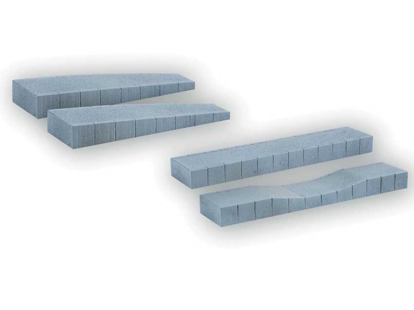 Hard-Foam Train Station Platform 4-Piece Set -- Fits Marklin C-Track - 2 Curved-End, 1 Straight and 1 Ramp Section
