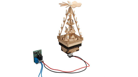 Christmas Market Pyramid with Micro-Motion -- Laser-Cut Wood Kit - 1-3/4 x 1-3/4 x 3-1/2"  4.5 x 4.5 x 9cm-1