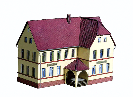 Municipal Office w/School - Kit (Precolored Laser-Cut Card) -- 7-1/8 x 4-1/2 x 5-1/2"  18 x 11.5 x 14cm