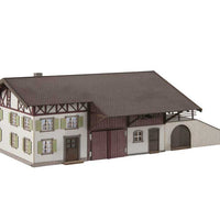 Farm with Ramp -- Laser-Cut Card Kit - Main Building: 6-13/16 x 6-1/8 x 3-1/4" 17.3 x 15.6 x
