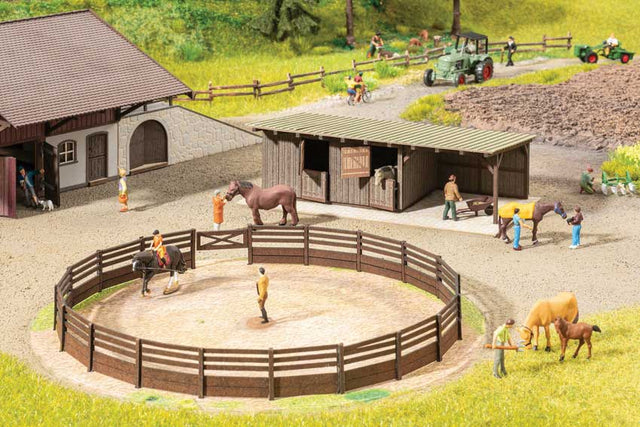 Riding Arena with Horse Stables and Sound Module - Micro-Motion -- Motorized Laser-Cut Kit - Arena and Small Stable Building-1