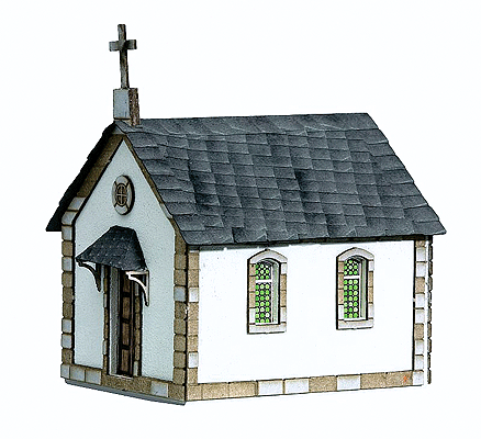 St. Mary's Chapel - Kit (Precolored Laser-Cut Card) -- 2-1/8 x 2-11/16 x 3-3/8"  5.4 x 6.8 x 8.5cm
