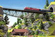 Steel Fishbelly Truss Bridge w/Cut-Stone Abutments - Kit (Laser-Cut Card) -- 21-1/4" 54cm Long; Abutments: 5-1/16"  12.8cm Tall