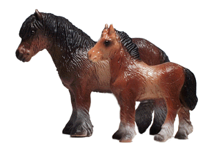 Animals -- Brown Horse w/Foal
