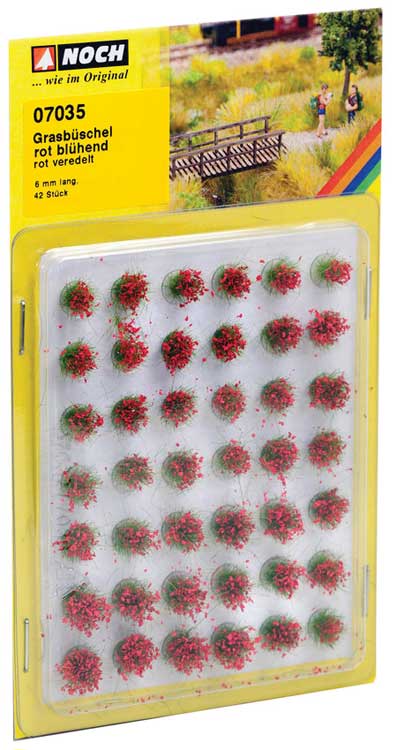 Grass Tufts Mini Set -- Blooming Red 1/4"  6mm pkg(42)