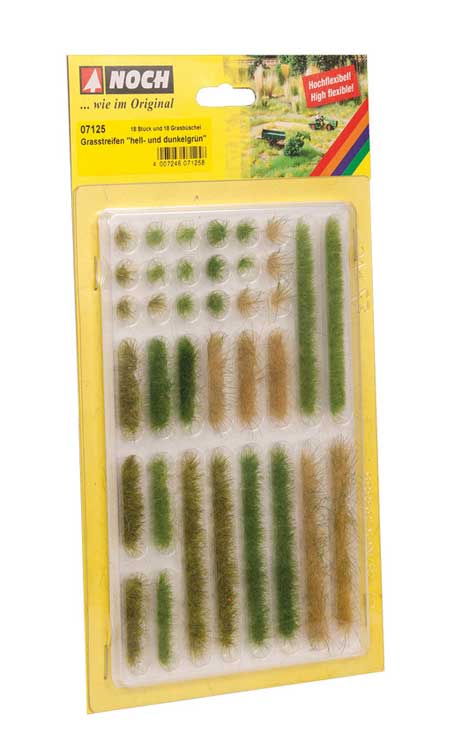 Grass Strips & Tufts -- Light and Dark Green, 36 Pieces