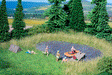 Natur+ Bathing Lake -- Bathing Lake, Meadow, 10 Grass Tufts - 8-5/8 x 7-7/8"  22 x 20cm