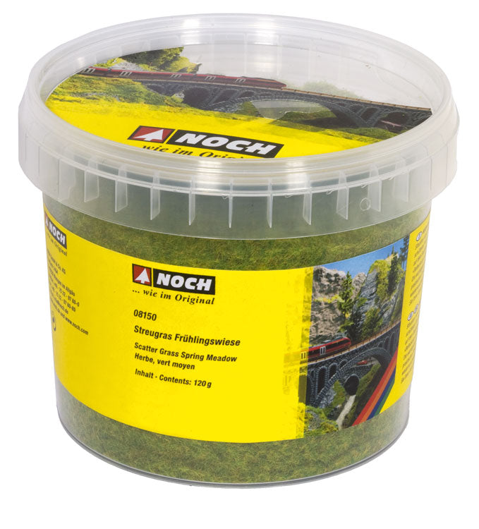 Scatter Grass in 4-1/4oz  120g Plastic Tub -- Spring Meadow 1/8" .25cm Fibers - Covers About 1 Square Yard/Meter-2