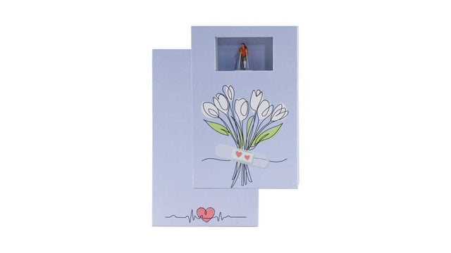 Get Well Soon Gift Box -- Decorative Box with Woman on Crutches Figure-1