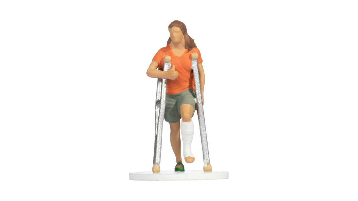 Get Well Soon Gift Box -- Decorative Box with Woman on Crutches Figure-2