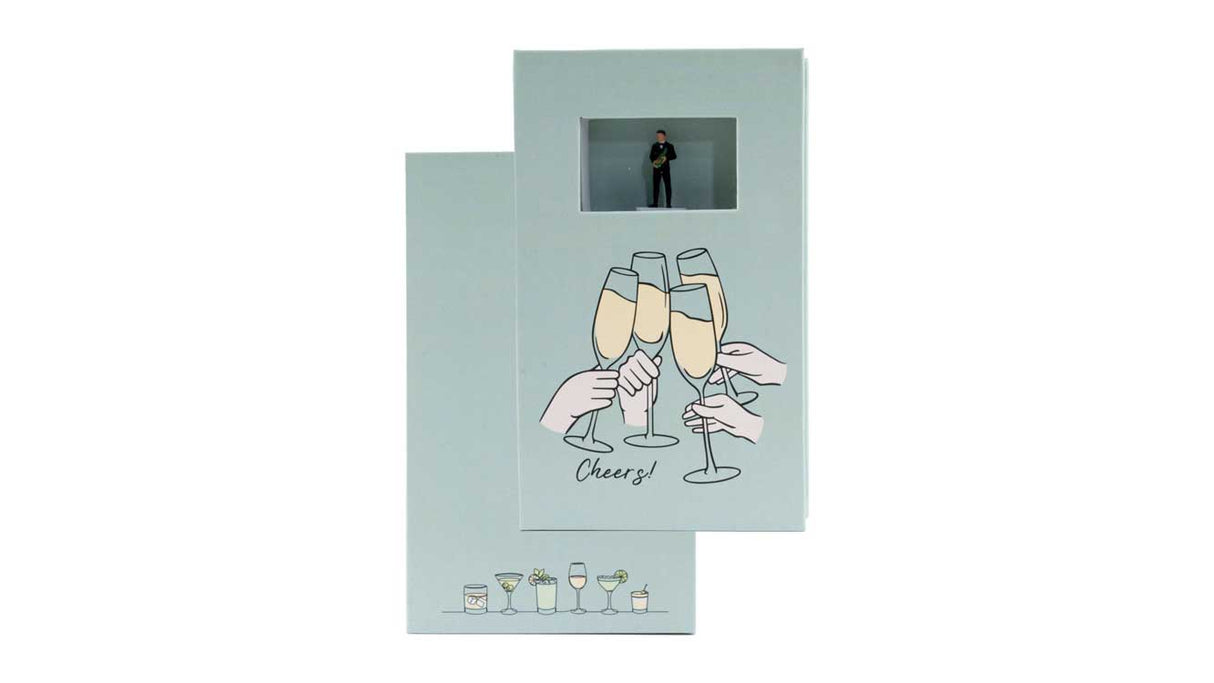 Cheers Gift Box -- Decorative Box with Man Holding Champagne Figure-1