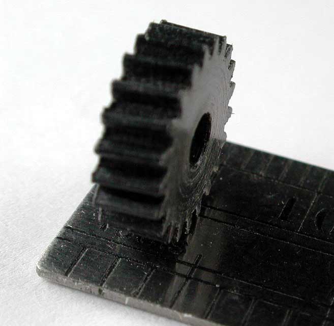 Reverse Worm Gear -- Delrin - 0.4mod x 21 Teeth x 9.2mm OD x 0.118" Face x 2.45mm Bore