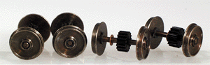 Replacement Geared Nickel Silver Wheelsets for Walthers/Roco Diesels pkg(4) -- 17T x .296" Axle 40"/88