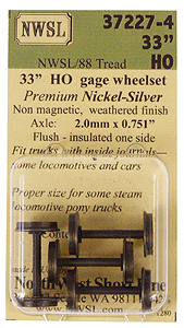 Flush Axle Nickel-Silver Wheelset -- 33"/88