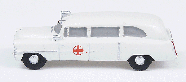 1950s Style Cadillac Ambulance - Assembled -- White w/Red Cross