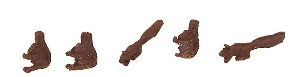 White Metal Figures (Painted) -- Squirrels (gray)  pkg(5)