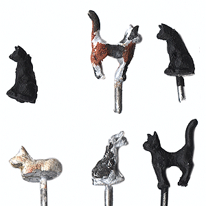 Animals -- Cats, Painted - Assorted; pkg(6)