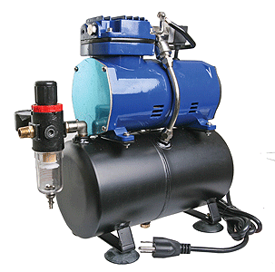 Compressors -- Oil-less Diaphragm w/Tank & Regulator 40 PSI Max