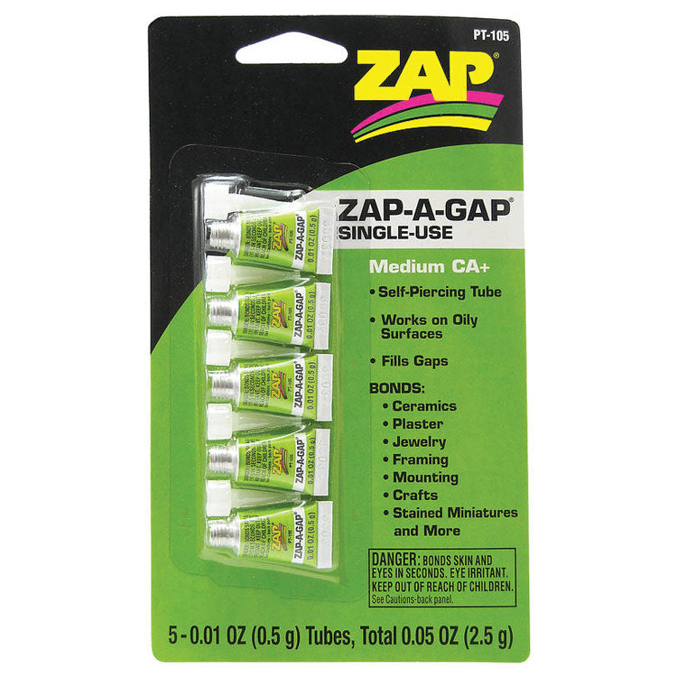 Zap-A-Gap CA+ Single-Use -- .02oz  .5g Tubes pkg(5)