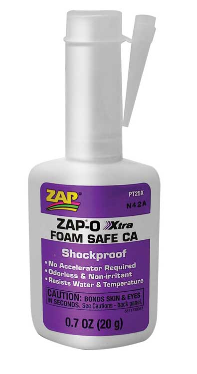Zap-O Xtra PT-25X Foam Safe Odorless CA Glue -- .7oz. 20g