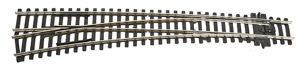 Code 100 Curved Double Radius Turnout - Streamline -- Left Hand, Electrofrog