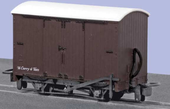 4-Wheel Wood Boxcar - Ready to Run -- Painted, Unlettered (brown, white)