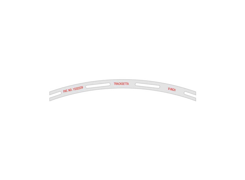 Tracksetta Track Laying Template -- 9"  22.8cm Radius Curve
