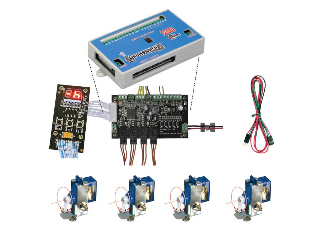 SmartSwitch(TM) Complete Set -- Programming Board and 4 Each: Servos, Toggle Switches, Cables-1