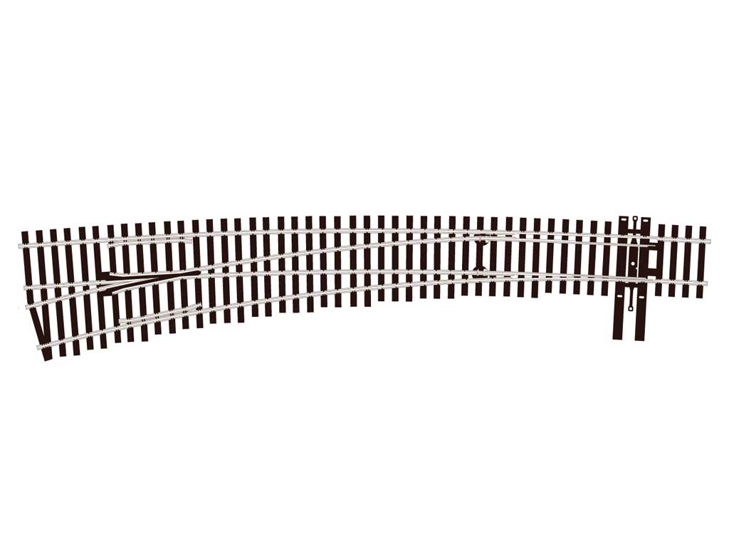 North American-Style Code 83 #7 Curved Turnout - Streamline -- Left Hand, Insulfrog-2