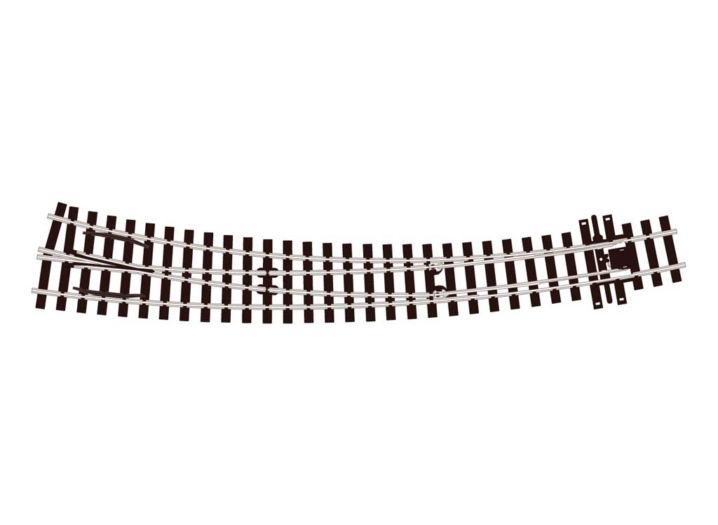 HOm (12mm Meter Gauge) 75 Nickel Silver Curved Turnout -- Electrofrog, Right Hand