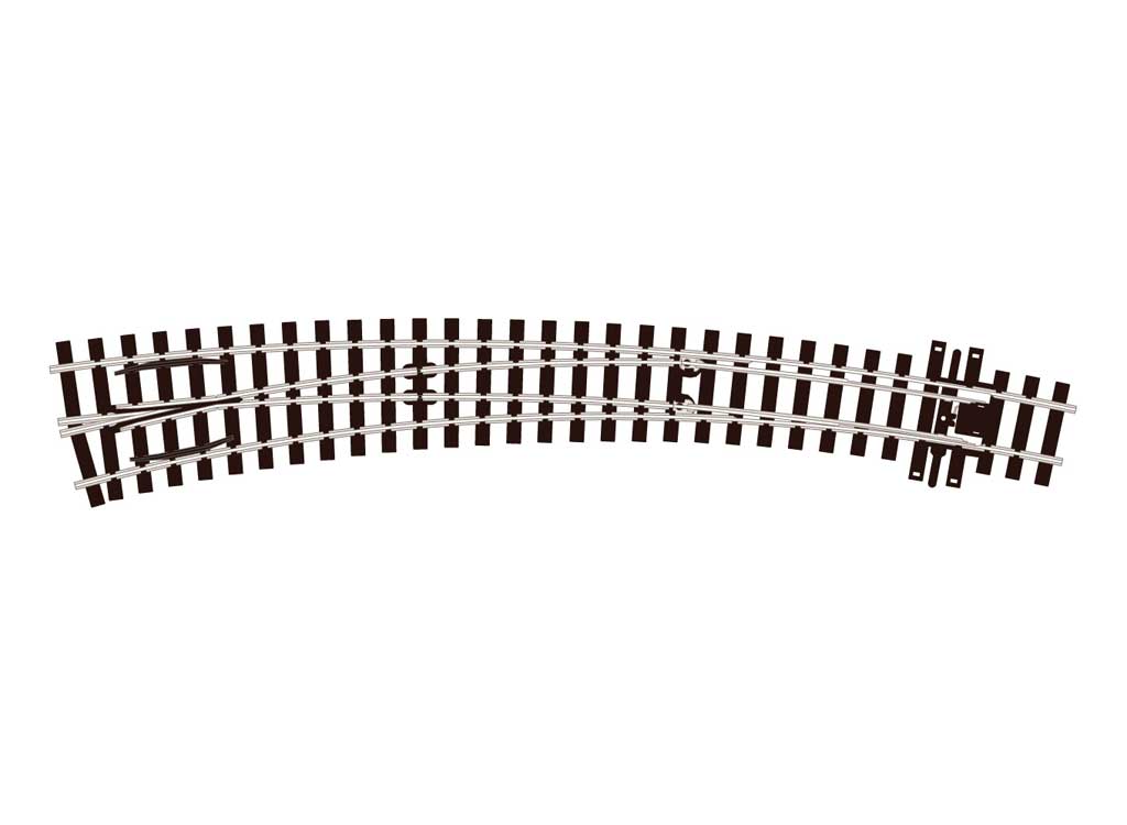 HOm (12mm Meter Gauge) 75 Nickel Silver Curved Turnout -- Electrofrog, Left Hand